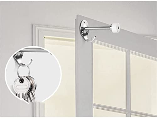 Stainless Steel Wall-Mounted Door Stopper with Hook - 5 Pieces