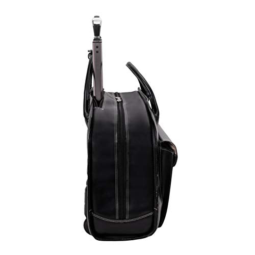 McKleinUSA L Series, Granville, Top Grain Cowhide Leather, 15" Leather Wheeled Ladies' Laptop Briefcase, Black (96145A)