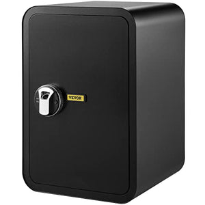 VEVOR Safe Box, 1.8 Cubic Feet Money Safe with Fingerprint Lock and Key Lock, Alloy Steel Home Safes with A Removable Shelf, Wall-Mounted Security Safe for Cash, Jewelry, Passports, Documents (Black)