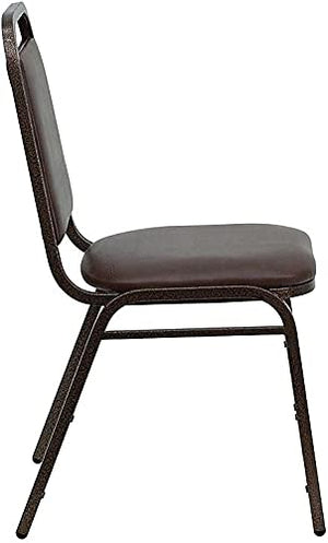 Flash Furniture 4 Pack HERCULES Series Stacking Banquet Chair - Brown Vinyl/Copper Vein Frame