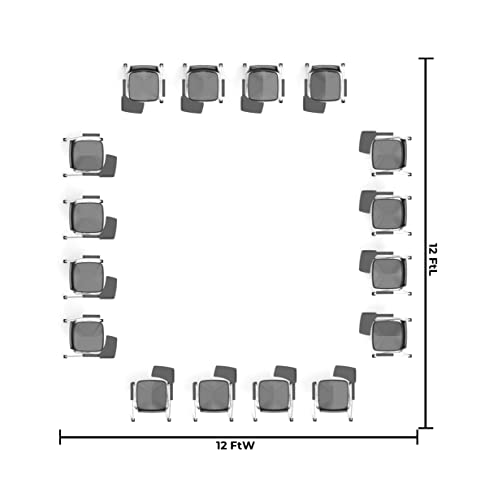 TEAMtime 16 Person Flip Table Student Chair Set - Model 2057, Black Color, Foldable and Nestable for Compact Storage
