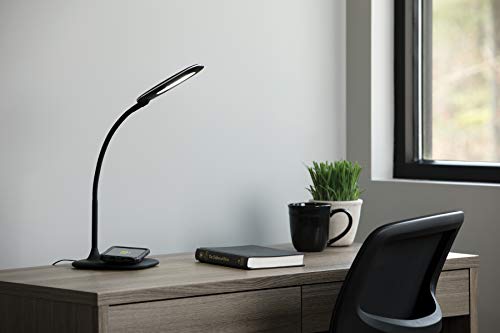 Essentials by OFM ESS-9004-8PK-BLK Ofm Essentials LED Desk Lamp with Integrated Wireless Charging Station (Pack of 8), Black