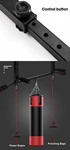 Wall Mount Chin Up Bar Pull-Up Bar with Hangers for Punching Bags Power Ropes Strength Training Equipment for Home Gym 330 LB Weight Capacity (Size : Adjustment-White)