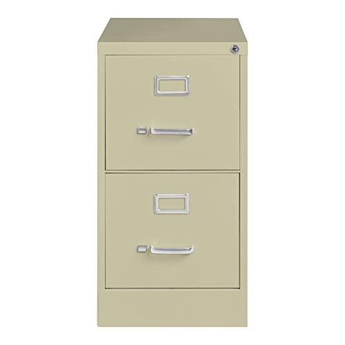 Hirsh Industries 2 Drawer Metal File Cabinet (6 Cabinets) 25" Deep Commercial Grade Vertical Storage with Lock - Putty