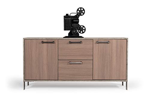 Limari Home Baston Collection Modern Style Oak & Faux Concrete Laminat Home Office File Cabinet