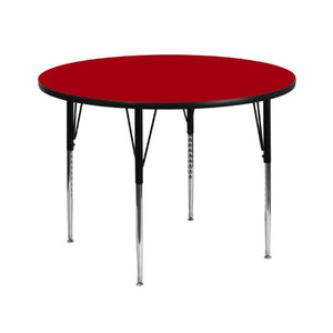 Flash Furniture 42'' Round Red Thermal Laminate Activity Table - Standard Height Adjustable Legs