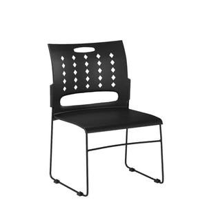 Flash Furniture Stack Chair 5 Pack - 881 lb. Capacity Black Sled Base, Air-Vent Back