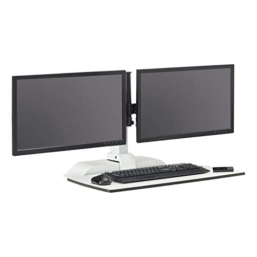 Safco Products Soar by Safco - Dual Monitor Mount Electric Sit/Stand Desk Converter, White