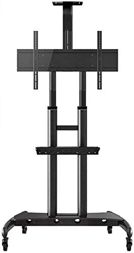 Goakwwuz Cabinet Mobile TV Cart with Tray Floor Stand, 360° Rotating Wheel, Height Adjustable Mounting Bracket (55-80")
