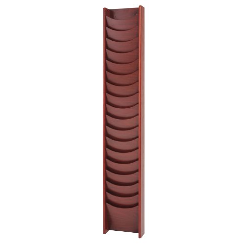 Buddy Products Solid Oak 18-Pocket Display Rack, 66 x 3.75 x 11 Inches, Mahogany (0613-16)