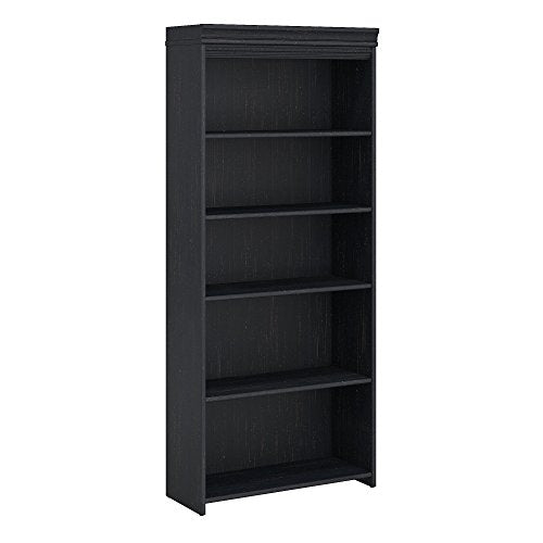 Bush Furniture Stanford 5 Shelf Bookcase in Antique black