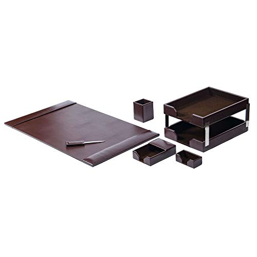 Dacasso Dark Brown Bonded Leather Desk Set, 8-Piece