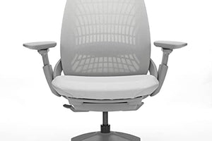 Allsteel Mimeo Mesh Office Chair with Lumbar Support, Adjustable Arms, Activated Recline, 300lb Max Weight - Light Gray Loft