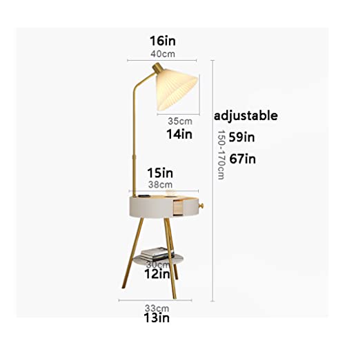 VejiA Floor Lamp with End Table, USB Charging Port, and Wireless Charger - Nordic Bedside Nightstand Lighting