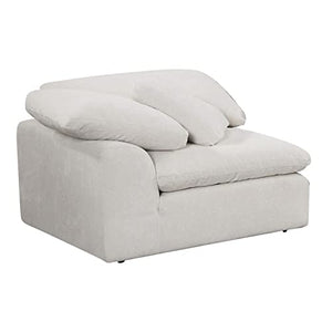 Generic Modular Wedge with Loose Seat and Back Cushion - White Solid Modern Contemporary Fabric Wood
