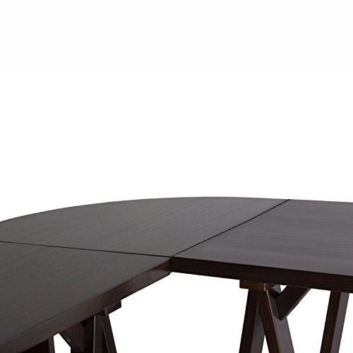 Simpli Home 3AXCSAW-10-BR Sawhorse Solid Wood Modern Industrial 84 inch Wide L-Shape Corner Desk in Dark Chestnut Brown