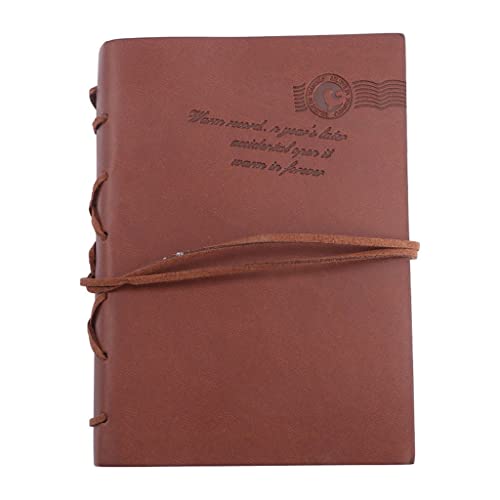 DYCSY Classic Retro Vintage Style PU Cover Blank Notebook Notepad Travel Journal Diary Sketchbook Vintage Notebook (Color : A, Size : One Size)