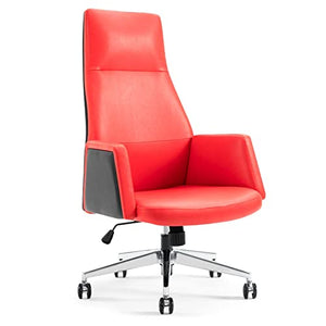 CBLdF Cowhide Boss Chair, High Back Managerial Executive Seat, Ergonomic Office Chair - Brown/Red