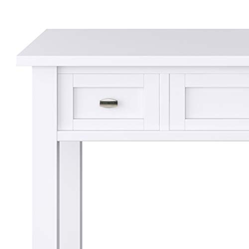 SIMPLIHOME Warm Shaker SOLID WOOD Rustic Modern 48 inch Wide Home Office Desk, Writing Table, Workstation, Study Table Furniture in White with 2 Drawerss