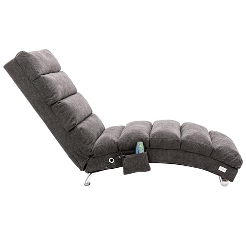 Poly Fabric Ergonomic Backrest Lounges Grey Plaid Handmade Solid Wood