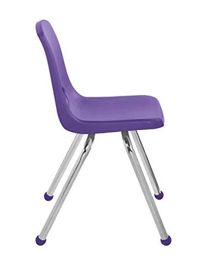 Factory Direct Partners FDP 16" School Stack Chair, Stacking Student Chairs with Chromed Steel Legs and Ball Glides - Purple (6-Pack), 10367-PU