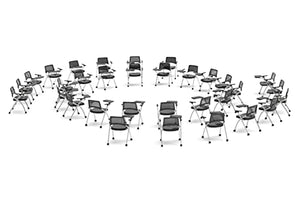 TEAMtime 32 Person Flip Table Student Chair - Model 2061, Black Color, Compact Storage