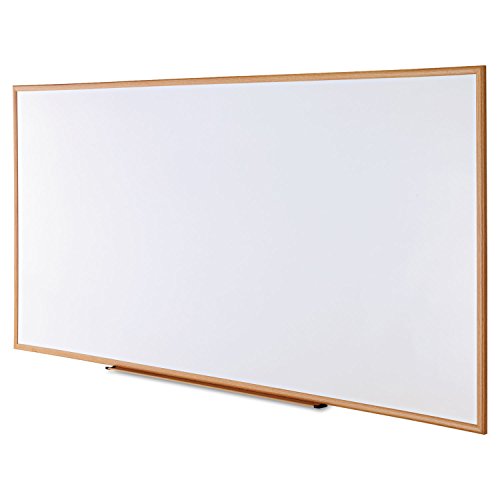 Universal 43620 Dry-Erase Board, Melamine, 96 x 48, White, Oak-Finished Frame