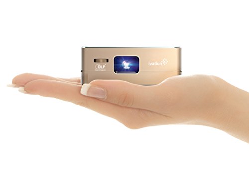 Ivation Pro3 Portable Rechargeable Smart DLP Projector - Streams via HDMI/MHL & USB Connections, Wi-Fi, Bluetooth - Compatible with DLNA, Miracast, Airplay Wireless Mirroring for iOS & Android - Gold