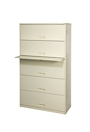 Datum Storage Stak-N-Lok 200 Series 5H Open Shelf with Receding Doors and Locking Cabinet, 36", Bone White