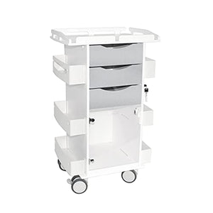 TrippNT Core DX Cart with Metallic Silver Drawers, Hinged Door, and Railtop