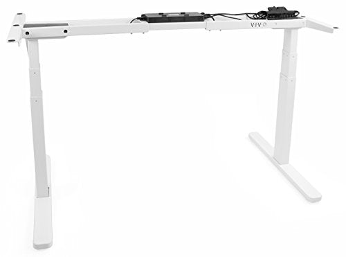 VIVO White Electric Dual Motor Stand Up Desk Frame (Frame Only), Ergonomic Height Adjustable Workstation Base, Standing Desk Legs (DESK-V120EW)
