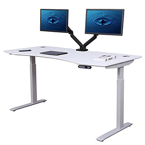 ApexDesk Elite Pro Series 60" Electric Height Adjustable Standing Desk - White Top, Off-White Frame