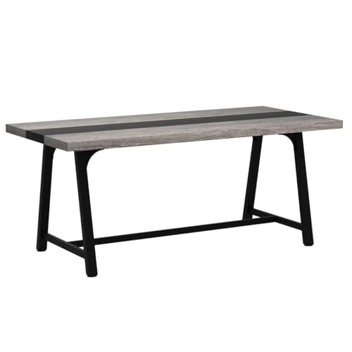 Tribesigns 6FT Rectangle Conference Table, Vintage Wood Office Executive Desk, 70.87L x 33.46W x 29.92H Inches, Grey