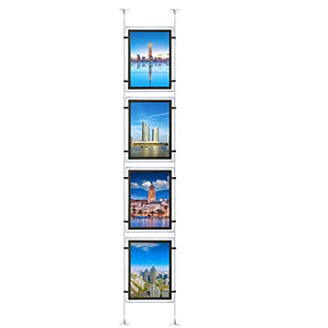 Real Estate Window Hanging Acrylic Poster Frame Advertising Display Office Led Store Sign Holders (Vertical, 4pcs A4 a Row)