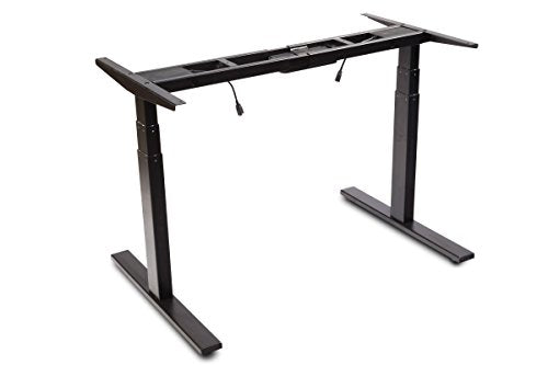 VWINDESK VJ201-S3 Electric Height Adjustable Sitting Standing Desk Frame Only/Sit Stand - Dual Motors 3 Segment Motorized Desk Base Only,Black