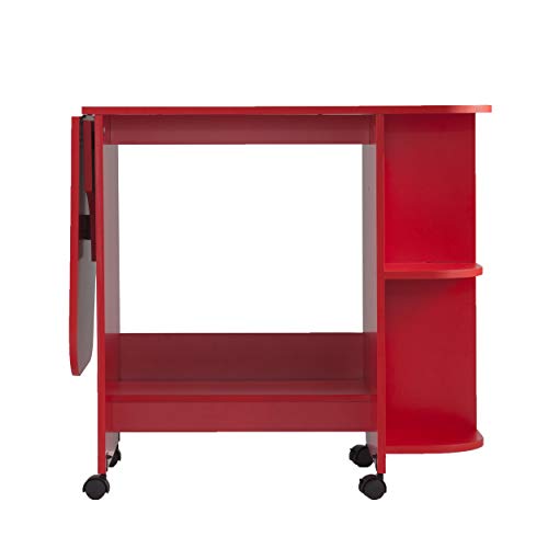 Southern Enterprises Expandable Rolling Sewing Station Craft Table, Red