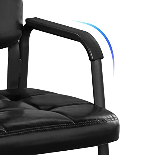 Yaheetech Pack of 6 Mid Back Office Guest Chairs with Armrest and Lumbar Support, Black