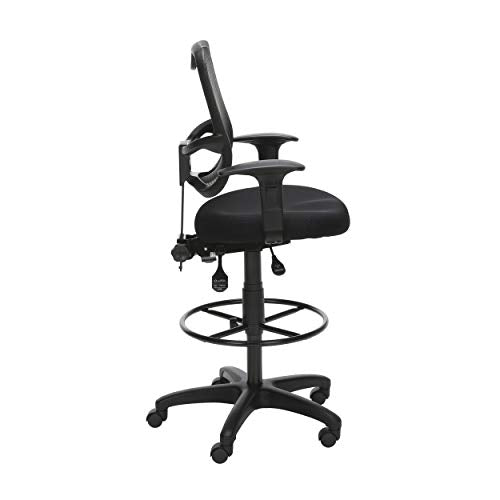 OFM Comfort Series Ergonomic Mesh Swivel Task Chair with Arms and Drafting Kit, Mid Back, in Black (130-AA3-DK-A05)