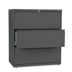 HON 800 Series Lateral File Cabinet - 36" x 19.25" x 41" - Steel - 3 File Drawers - Legal/Letter - Charcoal