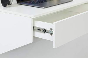 Basicwise Wall Mounted Office Computer Desk with Drawer, White