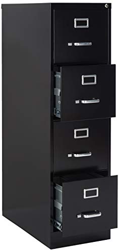 Lorell LLR60191 4-Drawer Vertical File with Lock, 15" x 26-1/2" x 52", Black
