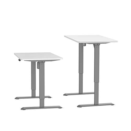 AIMEZO Height Adjustable Desk Electric Sit Stand Desk Home Office Standing Desk with Table (Grey Frame + 47" x 27.56" White Tabletop)