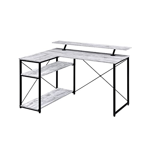 WANYI L Molded Desk Industrial Play Desk Modern Corner Computer Desk Gaming Table Office Workstation Desk Large Executive Office Desk with Open Storage Shelves，Monitor Stand (Color : Gray)