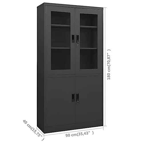 ULUYYUC Office Cabinet Anthracite Steel 35.4"x15.7"x70.9
