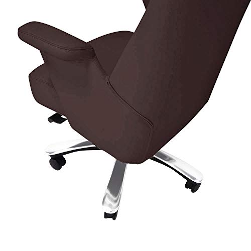 Rockefeller Genuine Leather Aluminum Base High Back Executive Chair - Dark Brown