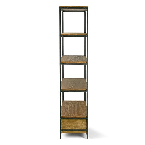 Alta Brown Pine Wood Display Shelf Etagere Metal Frame Bookcase with Drawers