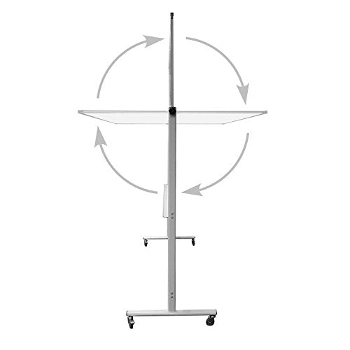 Thornton's OFFICE SUPPLIES Magnetic Reversible Mobile Dry Erase Whiteboard Easel, 70" L x 48" W, White/Silver
