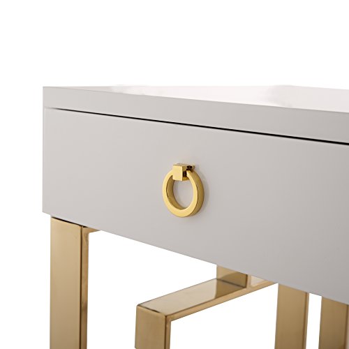 Tov Furniture Audrey Collection Lacquer, 3 Drawer Desk, White