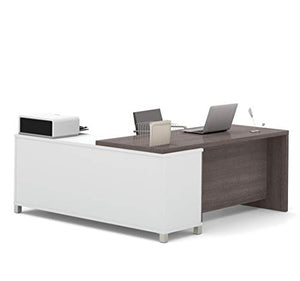 Bestar Pro-Linea L-Desk, White/Bark Grey