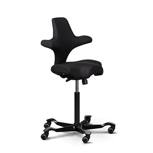 HAG Capisco Adjustable Standing Desk Chair - Black Frame - Eco Polyester Black Seat by HAG